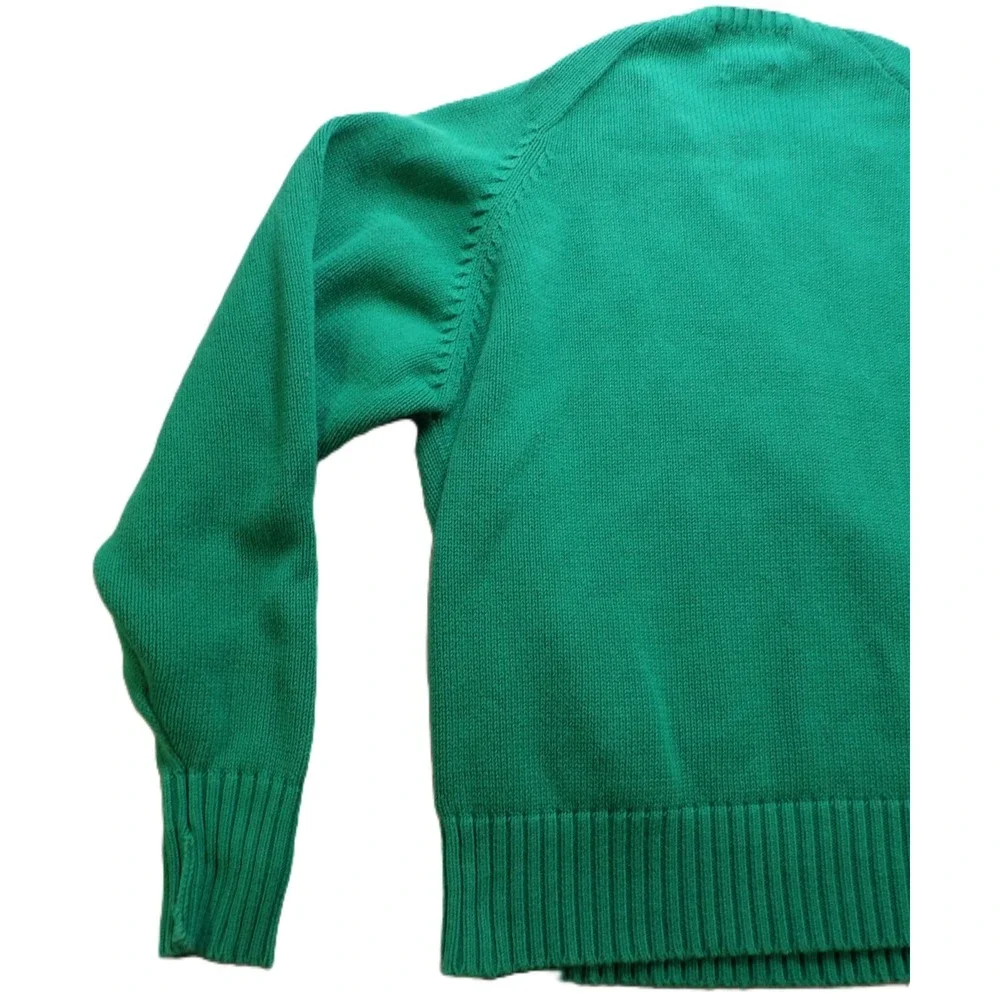 VTG Polo Ralph Lauren Crewneck Sweater Heavy Cotton Knit Men Large Green Pony 90